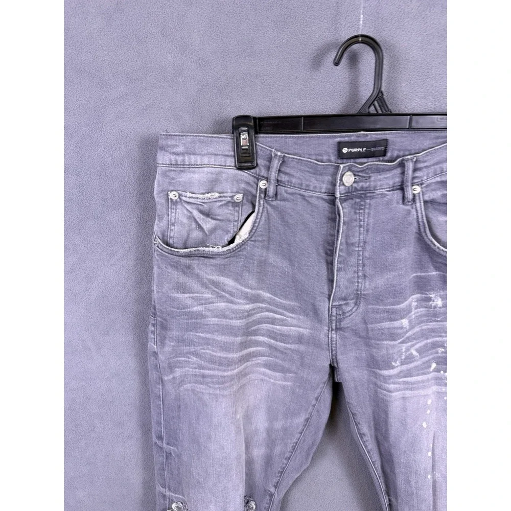 Purple‎ Brand Mens Jeans 36x34 Denim Distressed Low Rise Slim Fit P001 Designer
